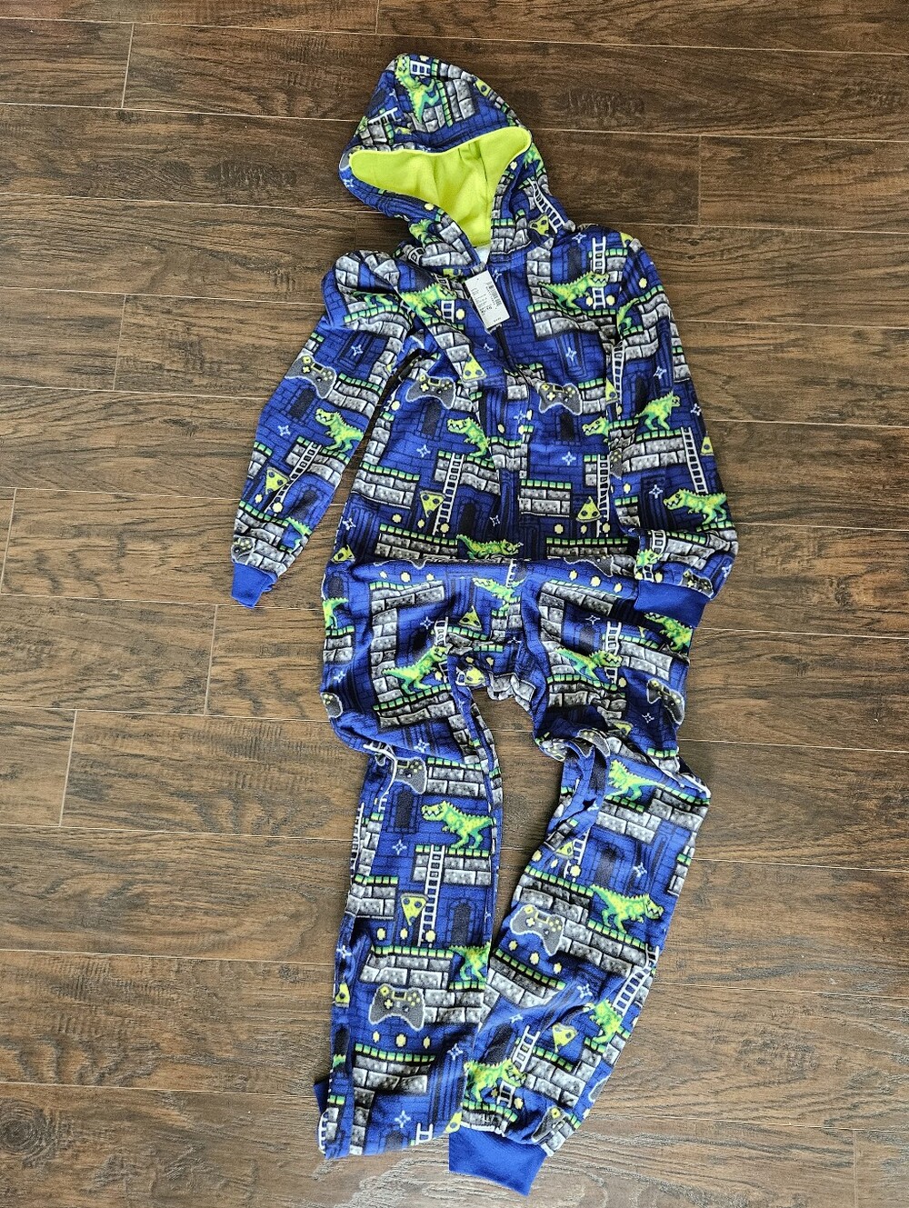 The Children's Place Blue & Green Dinosaur Hooded Fleece Pajama Set